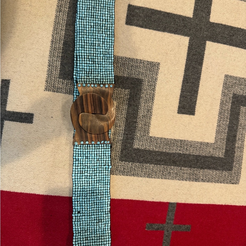 Chic Beaded Belt with Wooden Accent
